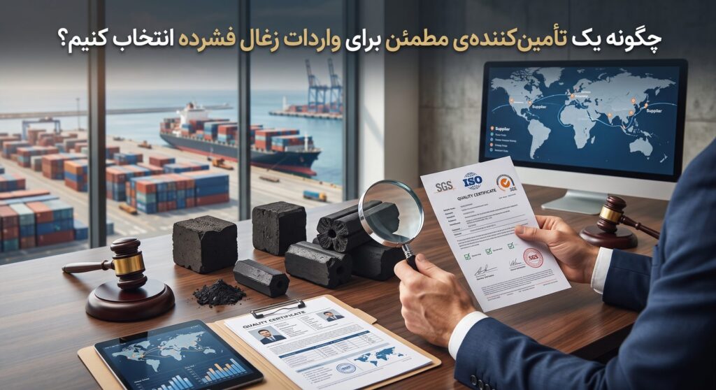 بررسی گواهینامه‌ی کیفیت ISO و SGS زغال فشرده صادراتی با ذره‌بین در کنار نقشه‌ی جهانی تأمین‌کنندگان و چکش قاضی؛ راهنمای انتخاب تأمین‌کننده‌ی مطمئن برای واردات زغال فشرده